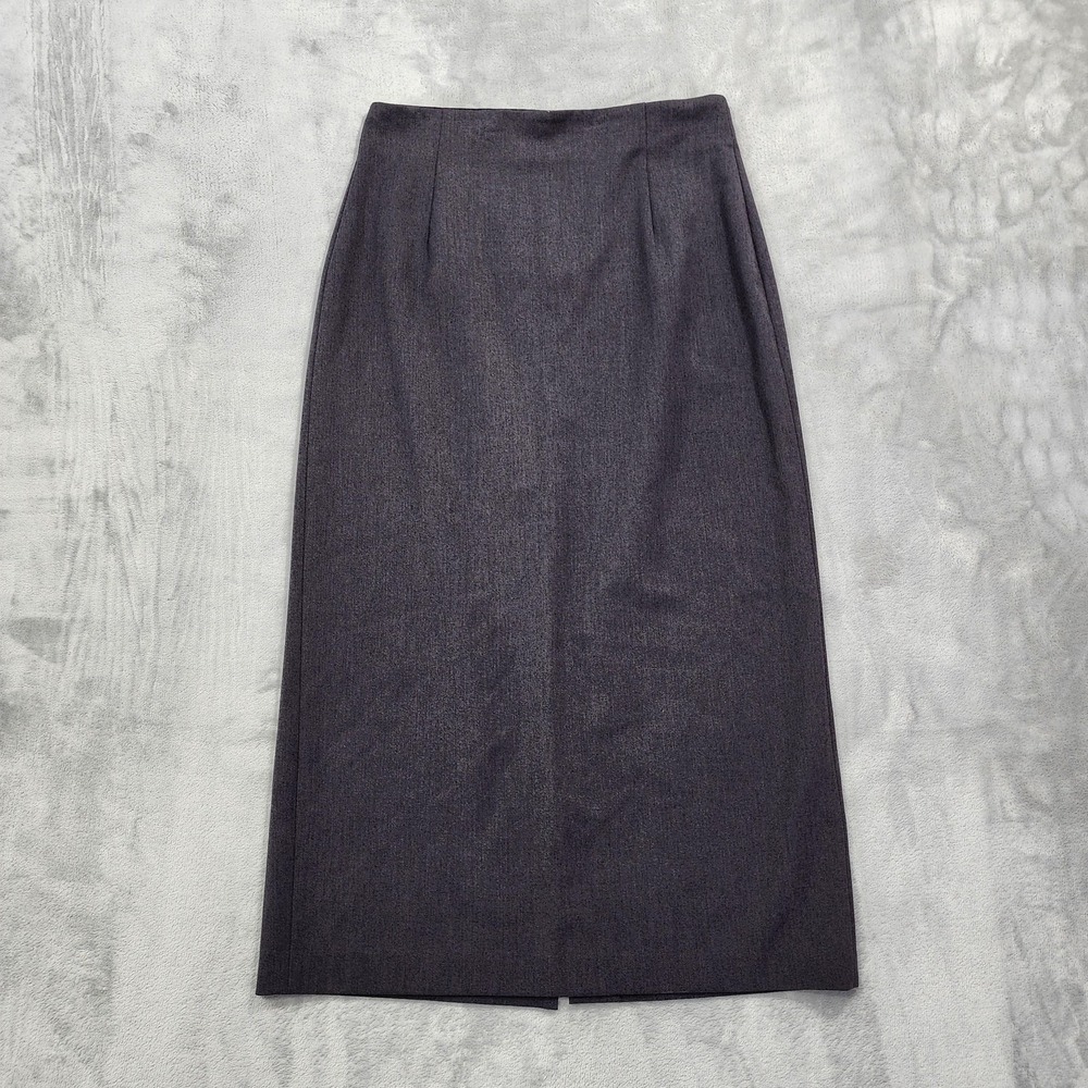 Vintage JW Collection Skirt Womens 8 Gray Pencil Midi Stretch Back Slit Office